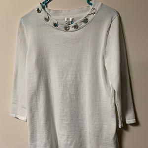 Spense White 3/4 Sleeve Top
